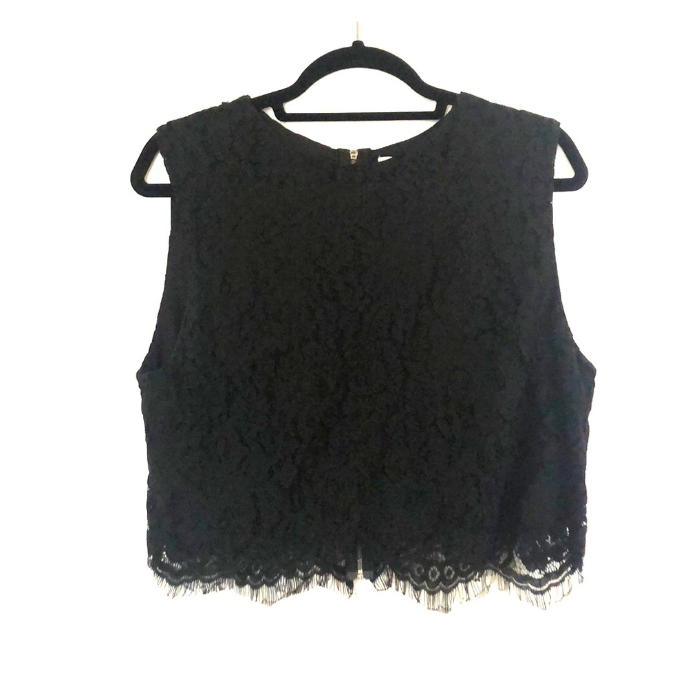 Black lace crop top